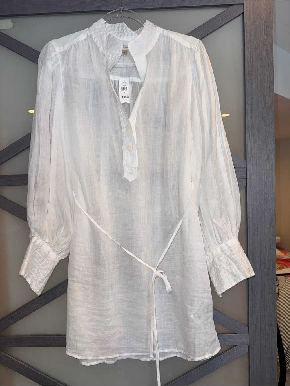 Banana Republic White Gauzy Tie-Waist Dress NWT